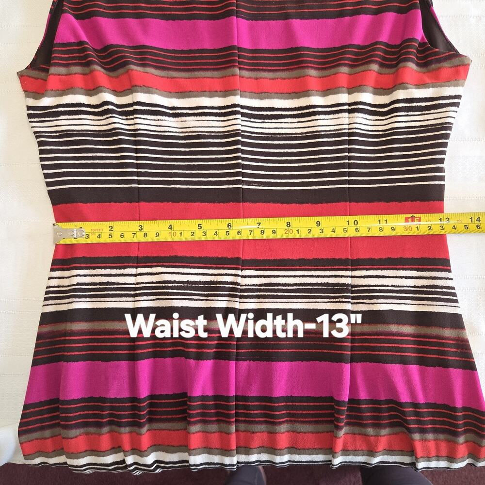 Anne Klein Sheath Dress Womens 6 Striped Draped Cowl Sleeveless Bold Print Party - Picture 14 of 16